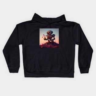 Cute robot picking up a flowers for her wife v1 Kids Hoodie